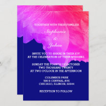 Roze Floral Navy Blue White Cute Unique Wedding
