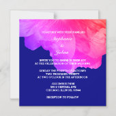 Roze Floral Navy Blue White Cute Unique Wedding Magnetische Uitnodiging (Voorkant)