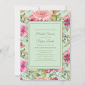 Roze Floral Neo Mint Green Vrijgezellenfeest Kaart (Voorkant)