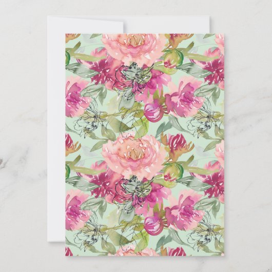 Roze Floral Neo Mint Green Vrijgezellenfeest Kaart (Achterkant)
