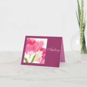 Roze Floral Note Kaart