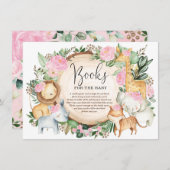 Roze Floral Oerwoud Safari brengt een boek kinderm Informatiekaartje (Voorkant / Achterkant)