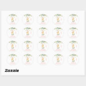 Roze Floral Oh Deer 1st Birthday Ronde Sticker (Vel)