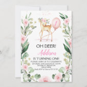 Roze Floral Oh Deer Elke Dag  Kaart (Voorkant)