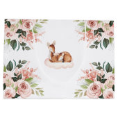 Roze Floral Oh Deer Waterverf Baby shower Groot Cadeauzakje (Achterkant)
