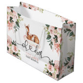 Roze Floral Oh Deer Waterverf Baby shower Groot Cadeauzakje (Voorkant Gekanteld)