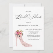 Roze Floral op hoog niveau Bridal Shower Uitnodigi Kaart (Voorkant)