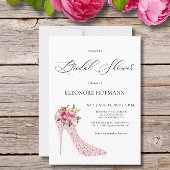 Roze Floral op hoog niveau Bridal Shower Uitnodigi Kaart