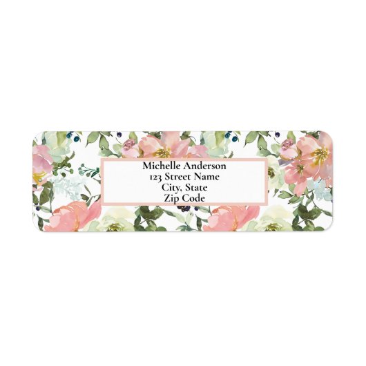  roze Floral op maat Etiket (Voorkant)