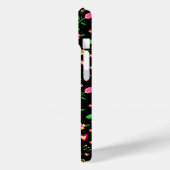 roze Floral op zwart monogram Case-Mate iPhone Case (Achterkant / Links)