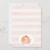 Roze Floral Oranje Pumpkin Baby shower Uitnodiging (Achterkant)