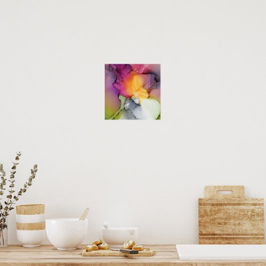 Roze Floral Originele Kunst Poster (Keuken)