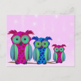 Roze Floral Owls Briefkaart