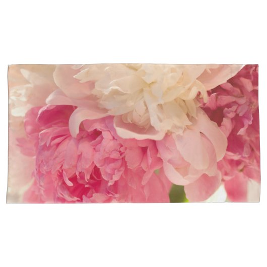 Roze Floral Paar of Pillowcases, King Size Kussensloop (Voorkant-Rechts)