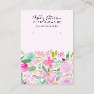 Roze Floral paarse waterverf oorscherm Visitekaartje