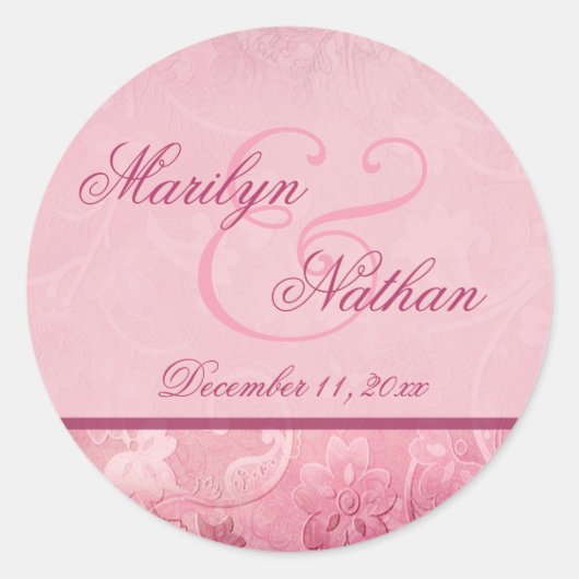 Roze Floral Paisley Envelope Seal Ronde Sticker (Voorkant)