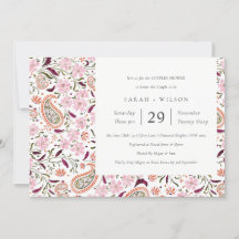 Roze Floral Paisley Motif Couples Shower Invite