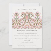 Roze Floral Paisley Motif Rehearsal Dinner Invite Bedankkaart (Voorkant)