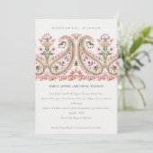 Roze Floral Paisley Motif Rehearsal Dinner Invite Bedankkaart (Staand voorkant)