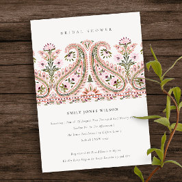 Roze Floral Paisley Motif Vrijgezellenfeest Invite Bedankkaart