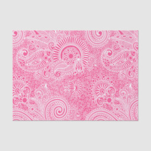 Roze Floral Paisley op witte, verwisselbare achter Tissuepapier