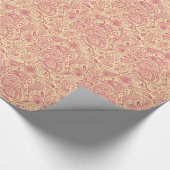 Roze Floral paisley over beige Background Cadeaupapier (Hoek)