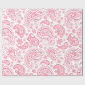 Roze  Floral paisley over witte achtergrond Cadeaupapier (Vlak)