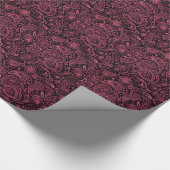 Roze Floral paisley over zwarte achtergrond Cadeaupapier (Hoek)
