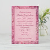 Roze Floral Paisley Wedding Invitation Kaart (Staand voorkant)