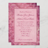 Roze Floral Paisley Wedding Invitation Kaart (Voorkant / Achterkant)