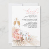 Roze Floral Pampas Grass Brunch en Bubble Kaart (Voorkant)
