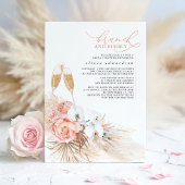 Roze Floral Pampas Grass Brunch en Bubble Kaart
