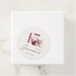 Roze Floral Pampas Grass Quinceanera 15e verjaarda Bedankjes Labels