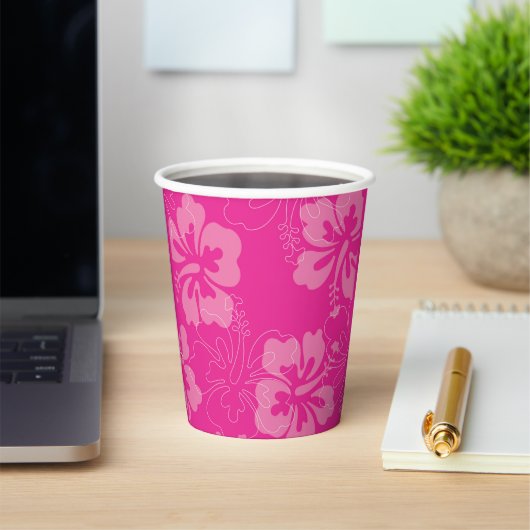 Roze Floral Papieren Bekers (Insitu)