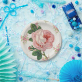  Roze Floral Papieren Bordje (Feest)