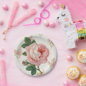  Roze Floral Papieren Bordje (Feest)