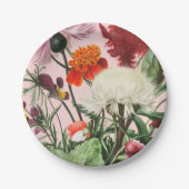 Roze Floral Papieren Bordje (Voorkant)