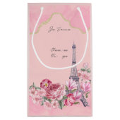 Roze floral Paris Je Taime Eiffel Tower Klein Cadeauzakje (Achterkant)