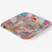 Roze Floral Patchwork Quilt Pattern Papieren Bordje (Gebogen)