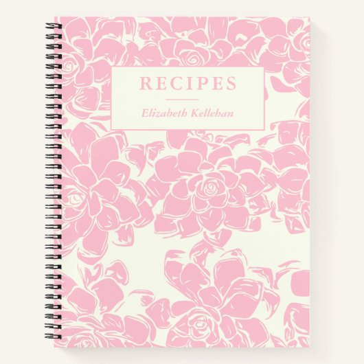  roze Floral Patroon Aangepast Recipe Notitieboek (Voorkant)
