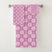  roze Floral Patroon Bad Handdoek (Insitu)
