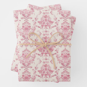 roze Floral Patroon Inpakpapier Vel