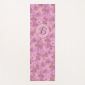 Roze Floral Patroon met Aangepast Monogram Yogamat (Voorkant)