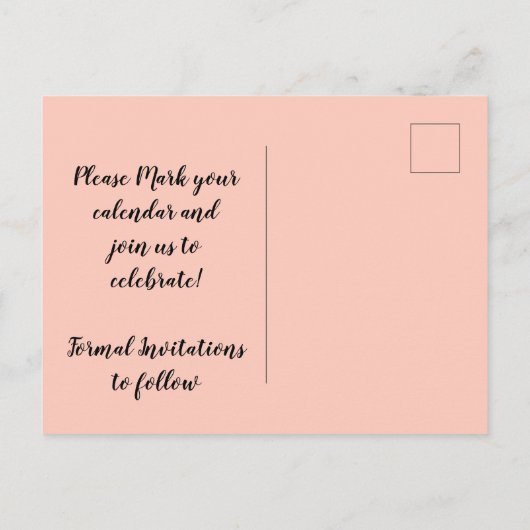  Roze Floral Patroon sparen de Datum Aankondigingskaart (Achterkant)