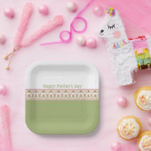 Roze Floral Pattern Accented Square Papieren Bordje (Feest)