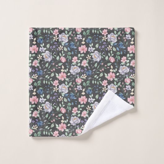 Roze Floral Pattern Bad Handdoek (Wasdoekje)