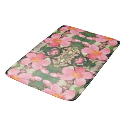 Roze Floral Pattern Badmat (Gekanteld)