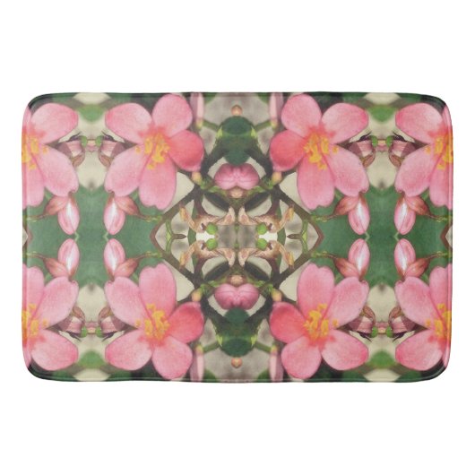 Roze Floral Pattern Badmat (Voorkant)