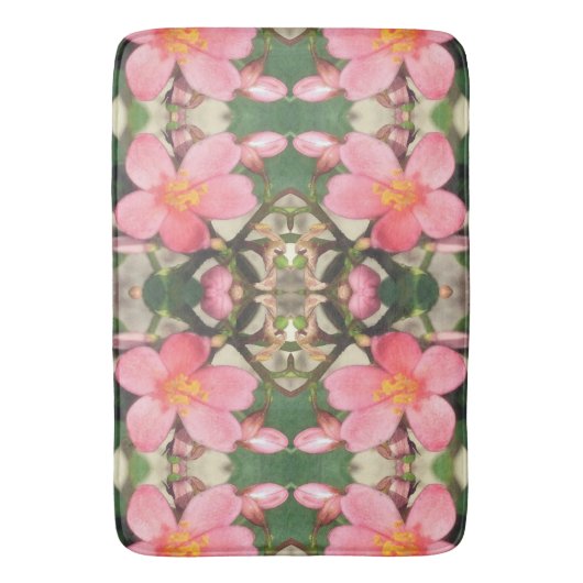 Roze Floral Pattern Badmat (Voorkant Verticaal)