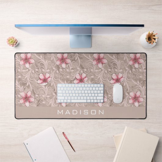 Roze Floral Pattern Bureaumat (Kantoor 1)